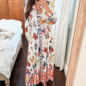 Colorful Fruit Print Maxi Dress